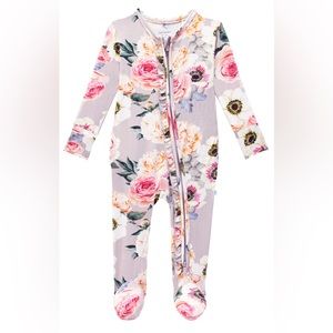 French Grey, Posh Peanut, 18-24 month ruffle one-piece.